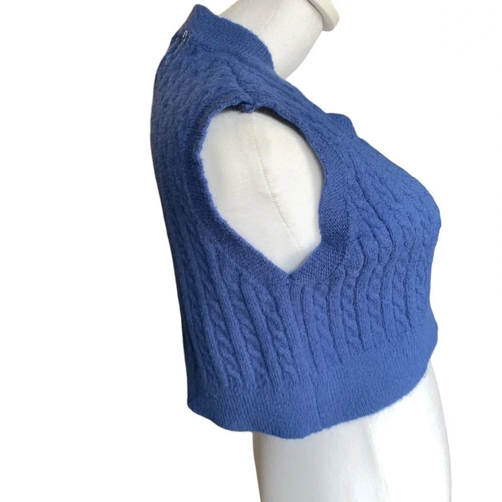 WAN Original Design XS blue knit sweater vest cropped - Picture 2 of 5